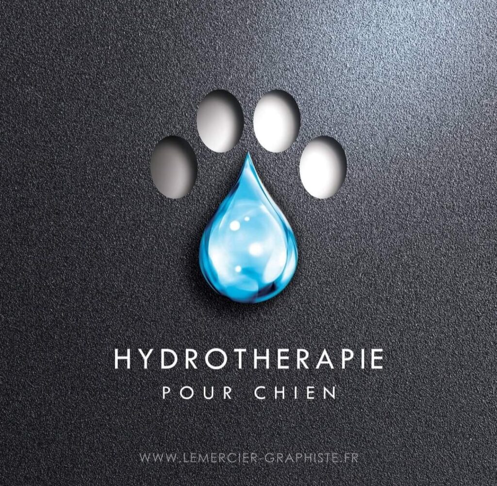 Logo hydrotherapie / ostéopathe pour chien, centre de soins pour chiens