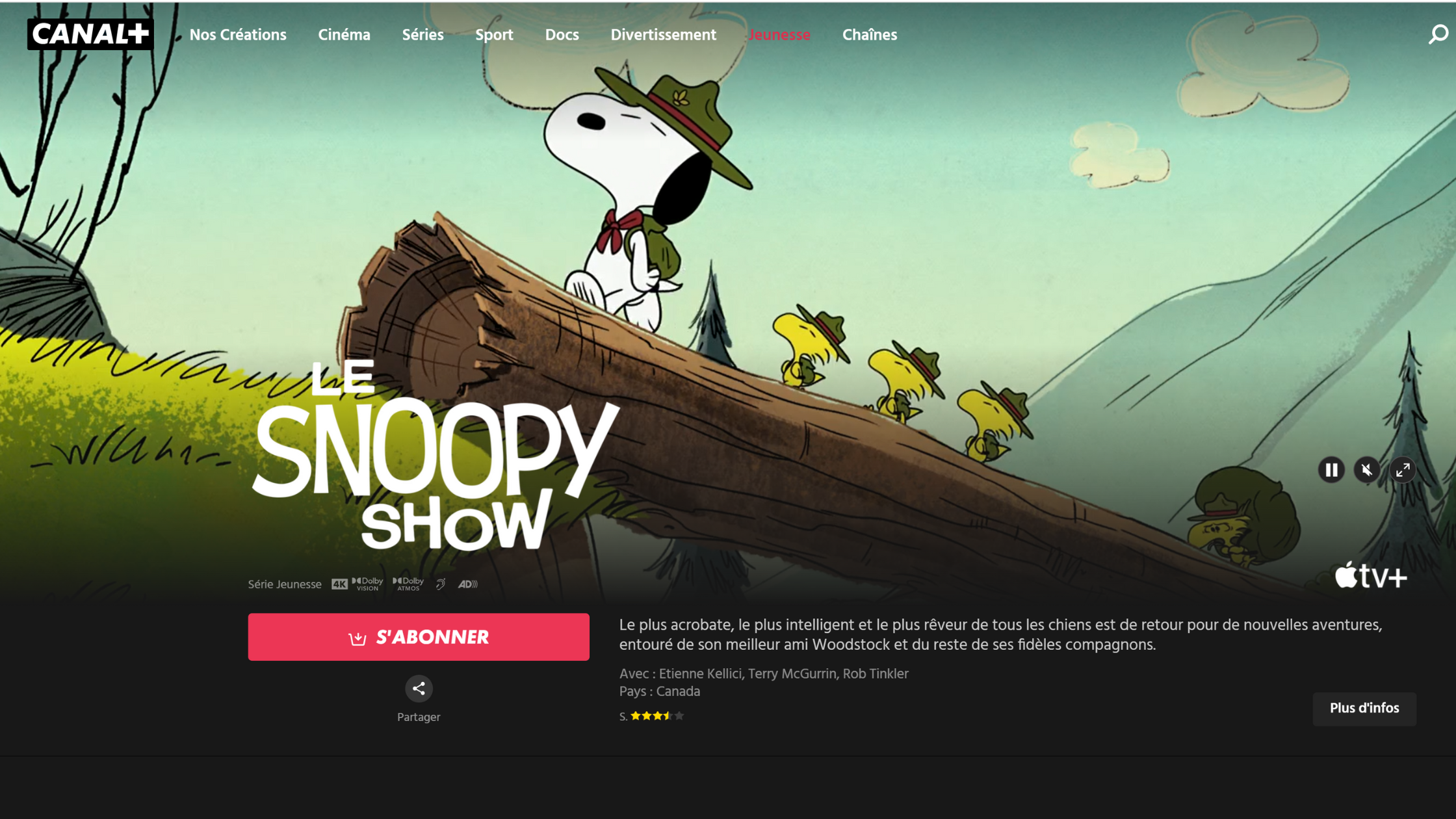 snoopy show chien de charlie brown canal